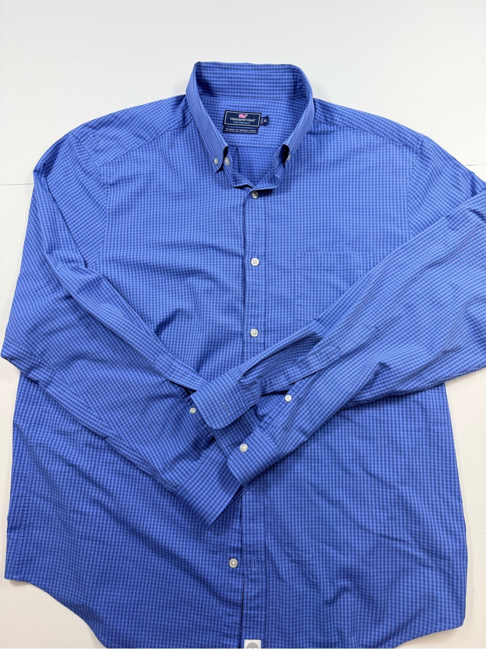 Vineyard Vines Men's Royal Blue Micro-Check Button-Down Shirt